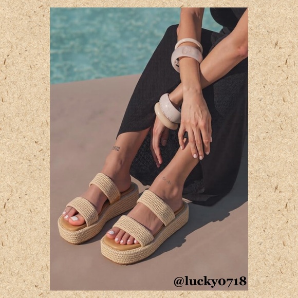 Eqaudes NIB Platform Slip on Espadrille Wedges Slides Open Toe Sandals Sz 8 - Picture 1 of 12